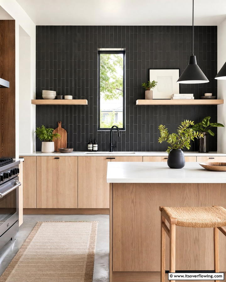 Matte Black Subway Tile Backsplash - 25 Kitchen With Black Backsplash Ideas for Drama