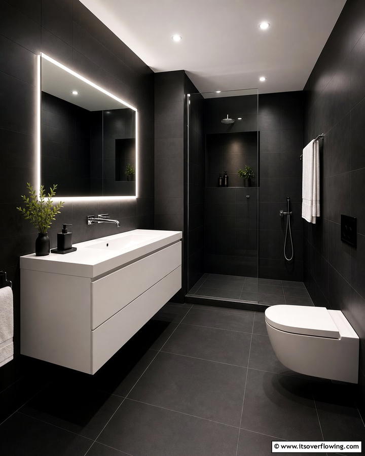 Matte Black Tiles for a Modern Look - 25 Stylish Black Tile Bathroom Ideas