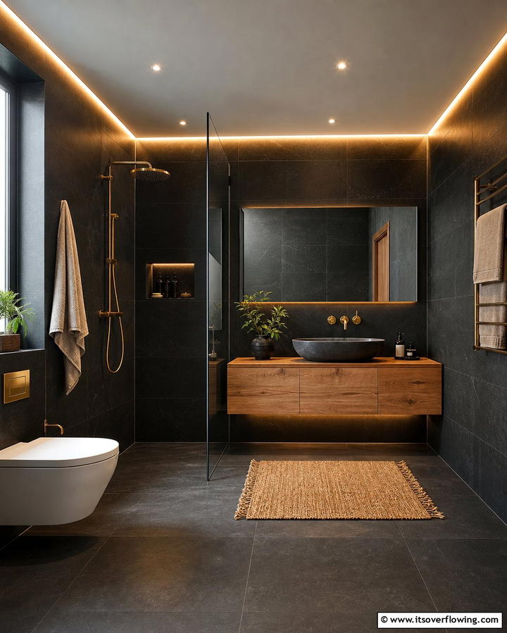 Matte Black Tiles for a Modern Touch - 25 Stylish Black Tile Bathroom Ideas