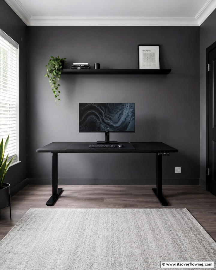Matte Black Walls - 30 Moody Dark Home Office Designs for a Productive Workspace
