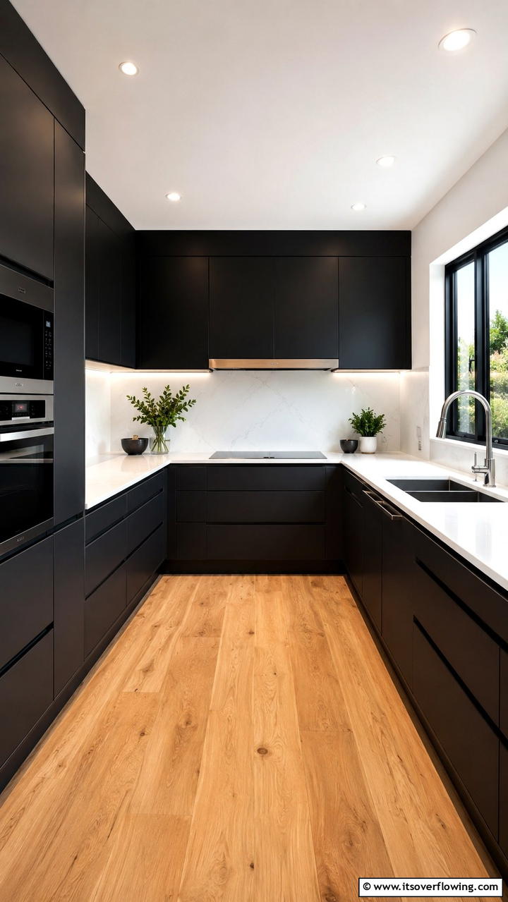 Matte Black with Soft Close Drawers - 30 Black Kitchen Cabinet Ideas for Bold Modern Spaces