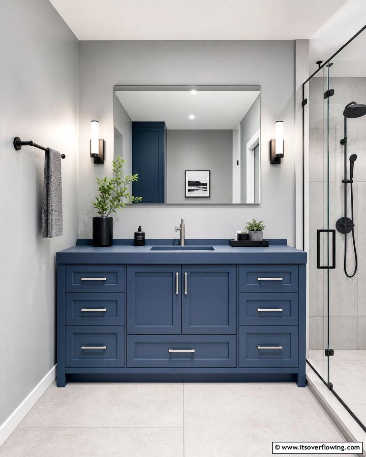 Matte Blue Vanity for a Modern Touch - 25 Stunning Blue Bathroom Vanity Ideas