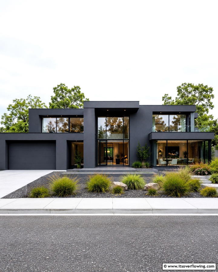 Matte Dark Grey for Minimalist Designs - 25 Dark Grey House Exterior Ideas for a Bold Statement