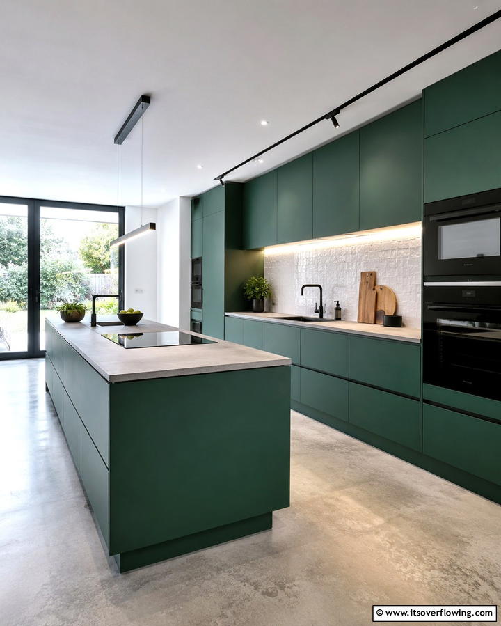 Matte Emerald Green Finish for a Modern Look - 25 Emerald Green Kitchen Ideas for Bold Style