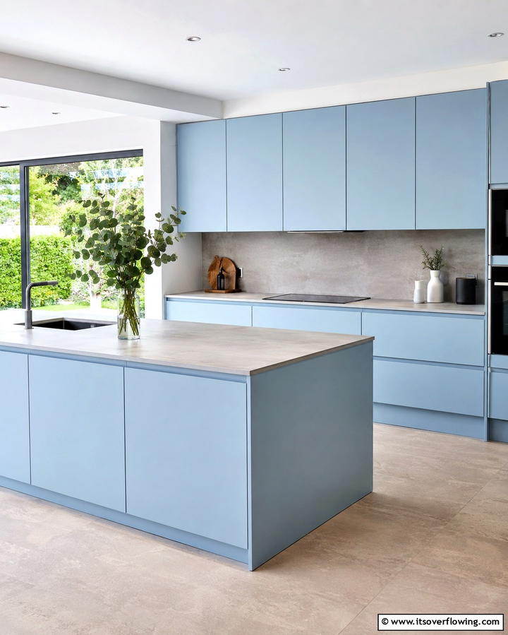 Matte Finish Light Blue Cabinets - 25 Light Blue Kitchen Cabinets Ideas for a Coastal Vibe