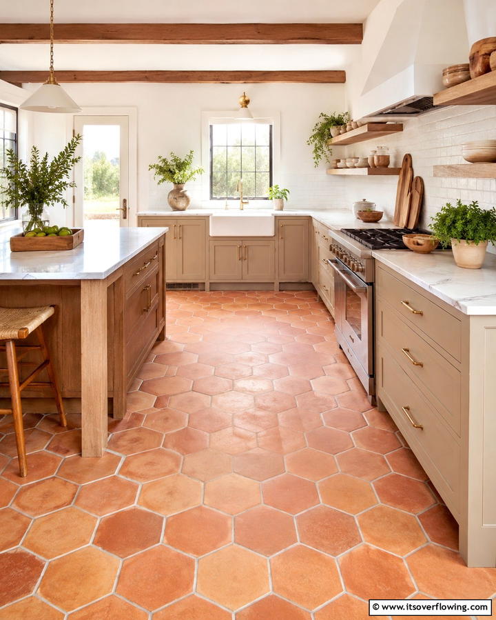 Matte Finish Terracotta Tiles - 25 Terracotta Kitchen Floor Ideas for a Rustic Charm