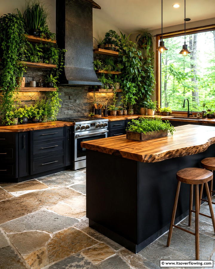 Matte Finish for a Modern Edge - 25 Kitchen With Black Cabinets And Wood Countertops Ideas