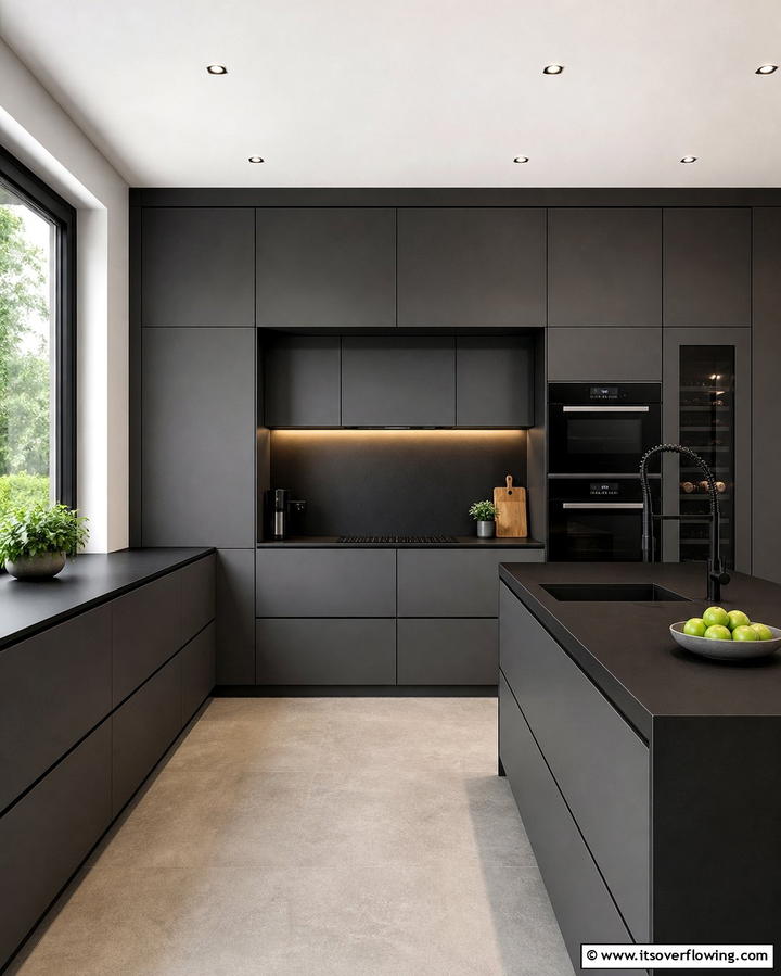 Matte Finishes for a Contemporary Look - 25 Kitchen Ideas with Gray Cabinets and Black Countertops