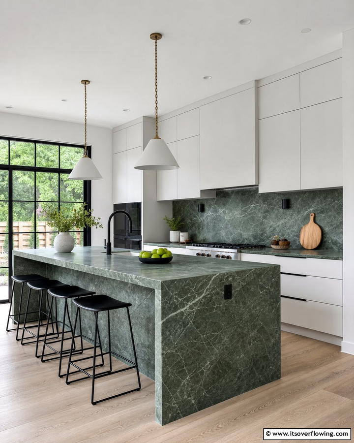 Matte Green Marble Finish - 20 Green Marble Countertop Design Ideas for Kitchens