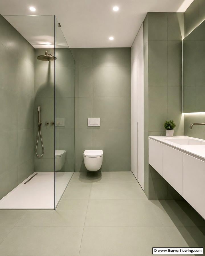 Matte Green Tiles for a Minimalist Aesthetic - 30 Green Tile Bathroom Inspiration Ideas for Bold Spaces