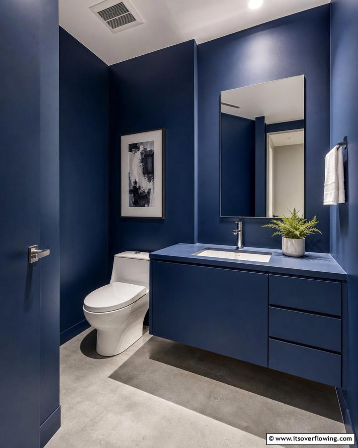Matte Navy Blue Finish - 20 Navy Blue Powder Room Ideas for a Chic Look