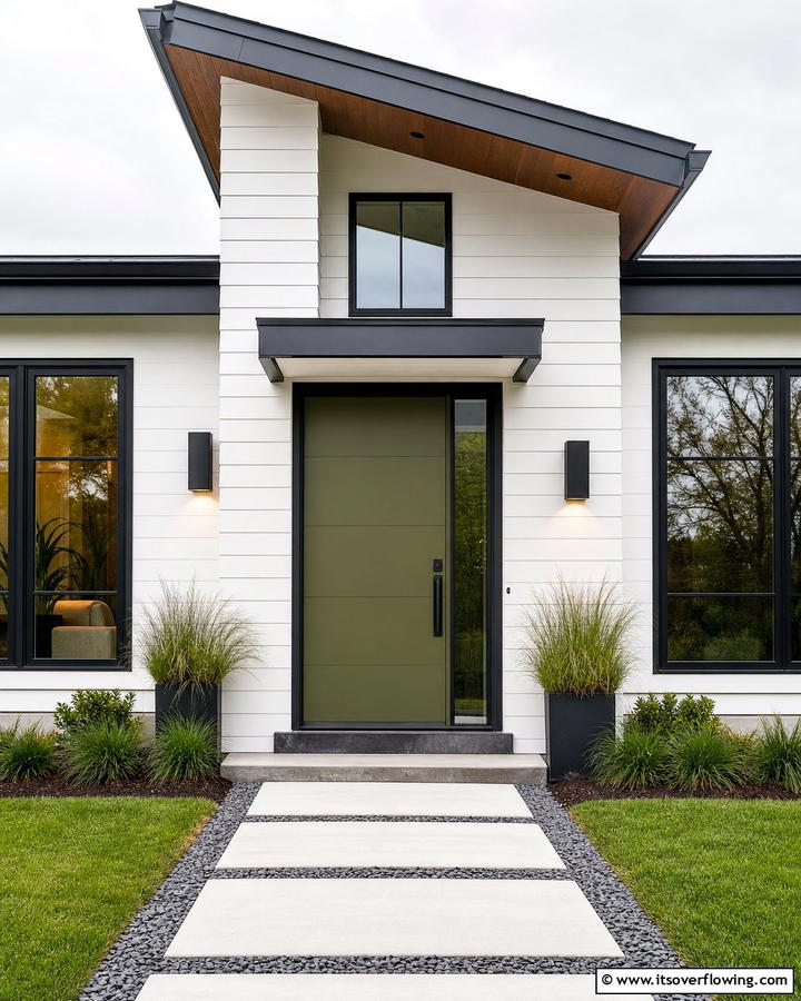 Matte Olive Green for a Modern Touch - 20 Olive Green Front Door Ideas for a Bold Statement
