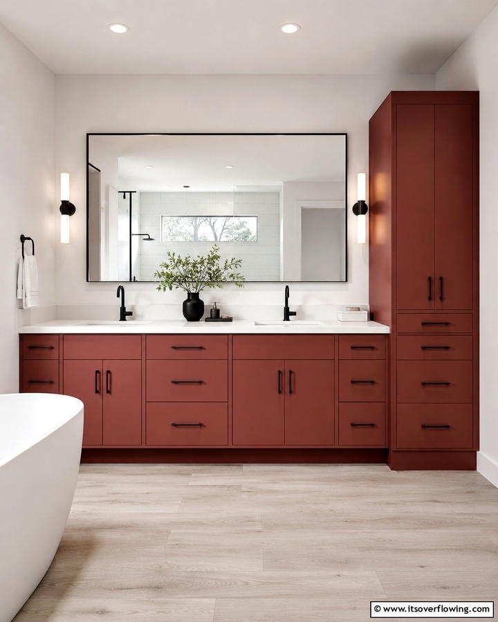 Matte Red Cabinets - 25 Red Bathroom Ideas for a Luxurious Feel