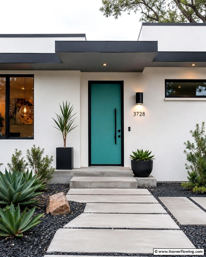 Matte Turquoise for a Modern Appeal - 20 Turquoise Front Door Ideas for a Pop of Color