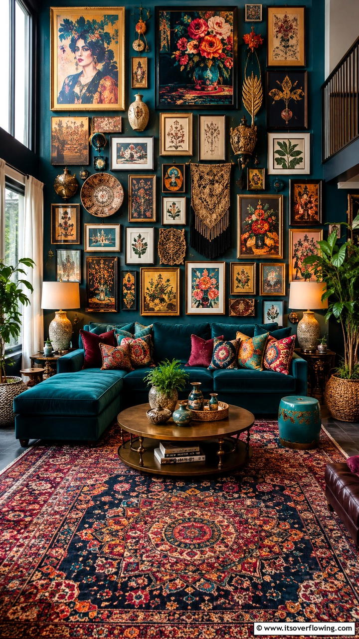 Maximalist Art Displays - 30 Boho Chic Living Room Ideas for a Cozy and Eclectic Vibe