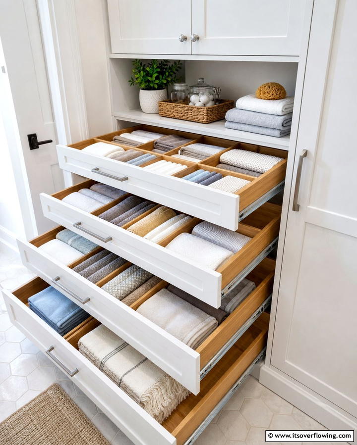 Maximized Drawer Compartments - 30 Linen Closet Organization Ideas for Maximized Storage