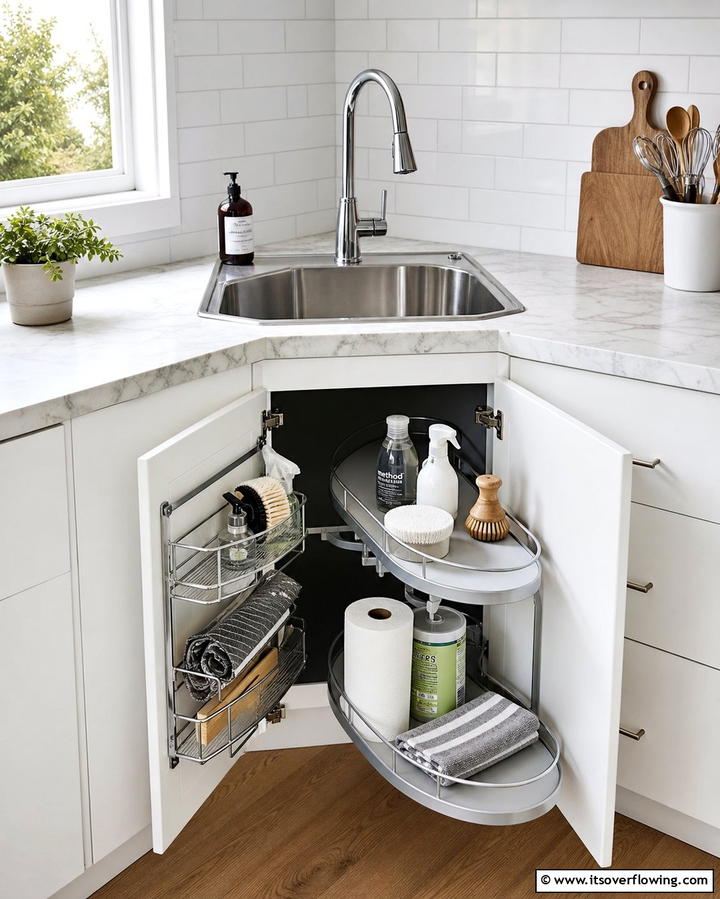 Maximizing Space with a Corner Sink and Cabinet Combo - 25 Clever Corner Kitchen Sink Ideas for Small Spaces