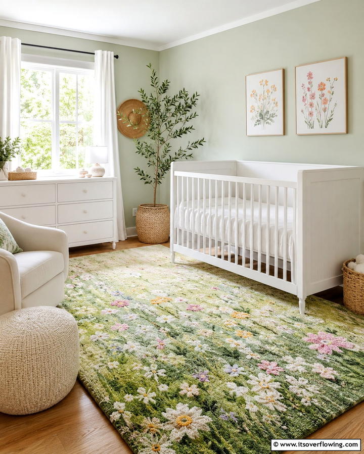 Meadow Inspired Rug - 30 Nature Themed Nursery Ideas for a Serene Kids Room