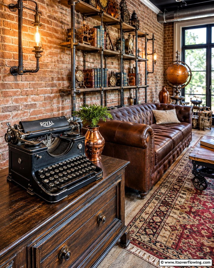 Mechanical Wall Art - 20 Steampunk Living Room Ideas for Unique Decor