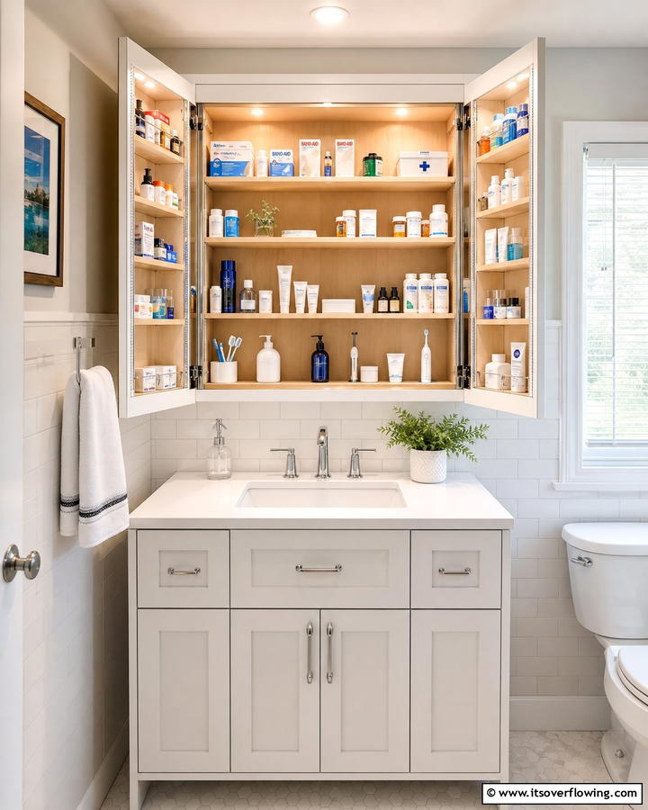 Medicine Cabinet Upgrades with Extra Space - 21 Small Bathroom Storage Solutions for Clutter-Free Spaces