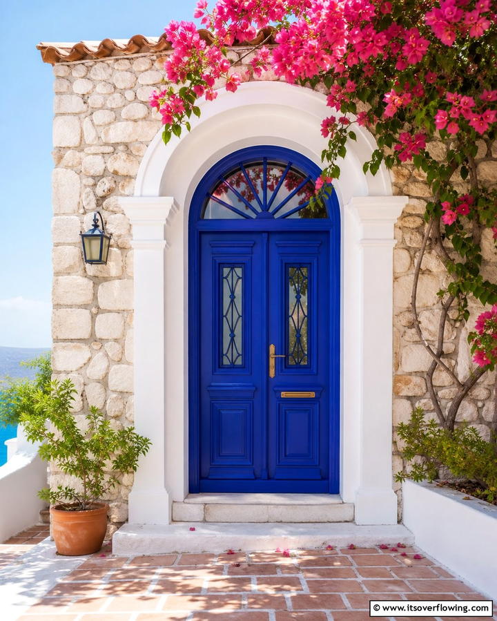 Mediterranean Blue Doors with White Frames - 25 Mediterranean Front Door Ideas for a Warm Welcome