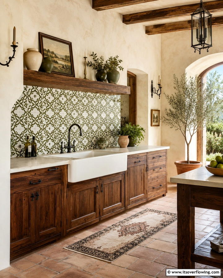 Mediterranean Charm with Olive and White Mix - 25 Chic Kitchen With Green Backsplash Ideas