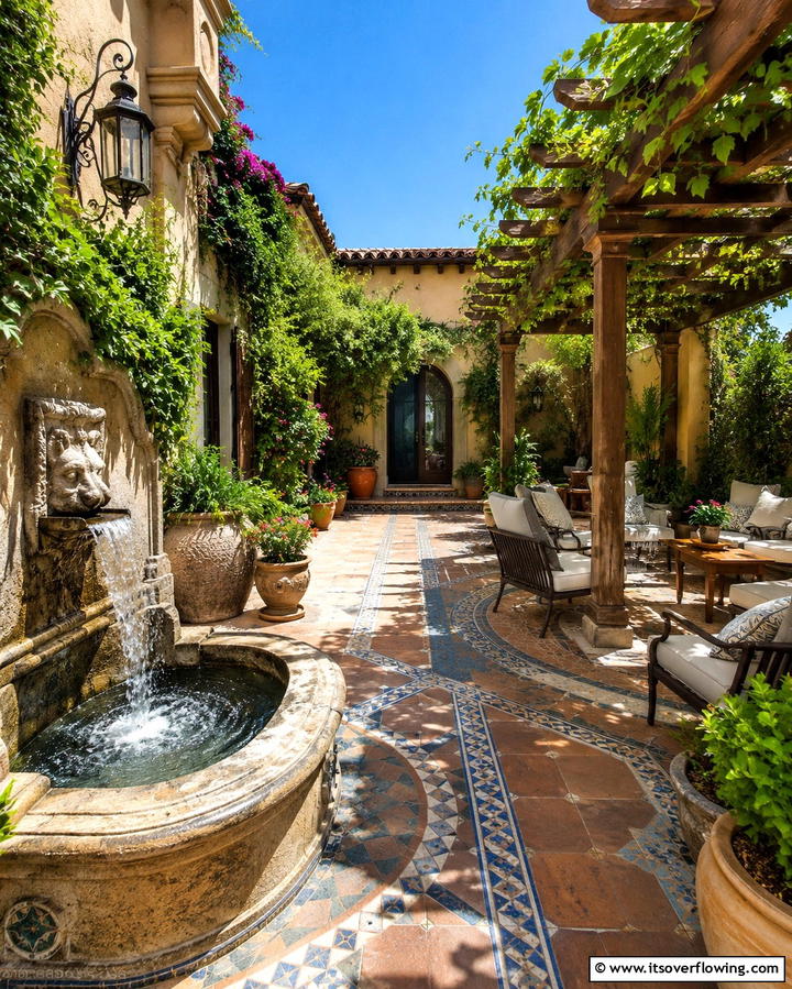 Mediterranean Courtyard - 30 Mediterranean House Exterior Ideas for Coastal Charm
