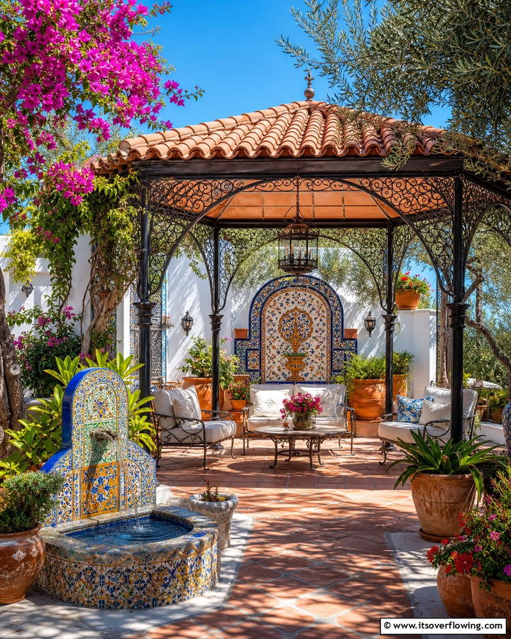 Mediterranean Flair Patio - 21 Gazebo Patio Ideas for Shaded Outdoor Entertaining Spaces