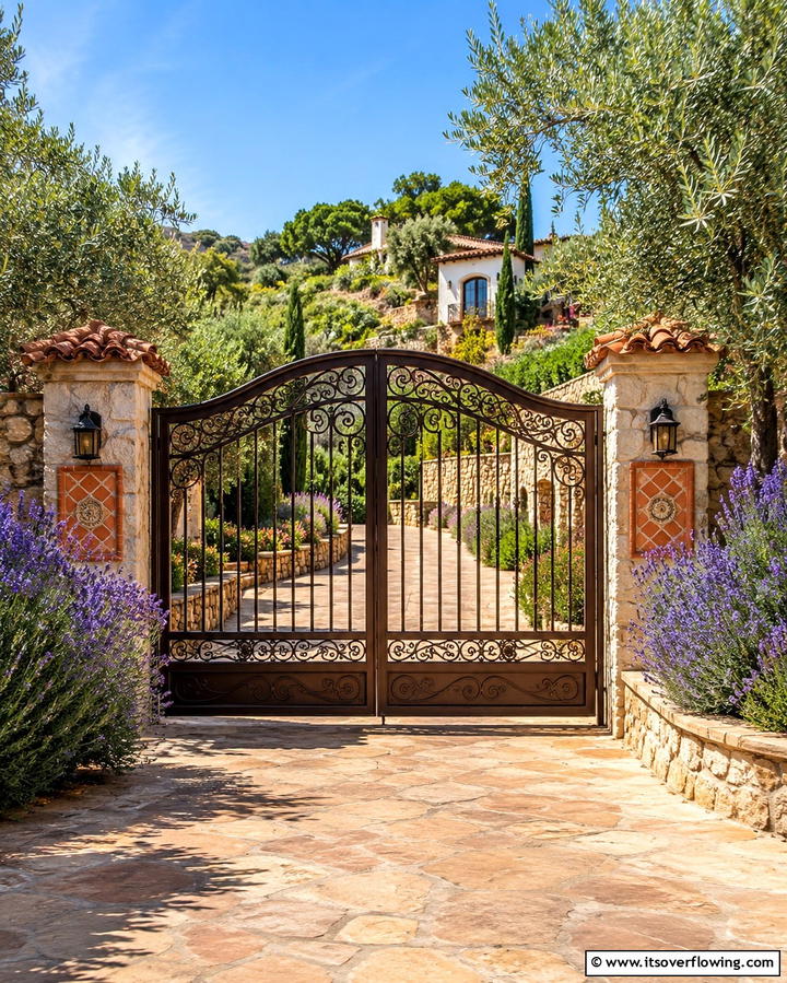 Mediterranean Inspired Design - 30 Stylish Driveway Gate Ideas for Curb Appeal