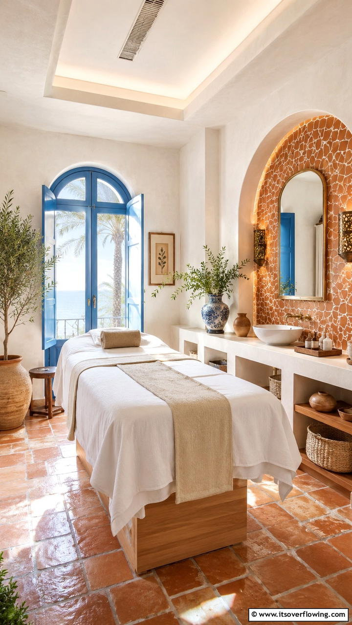 Mediterranean Inspired Facial Room - 30 Facial Room Ideas for At-Home Skincare Sanctuaries