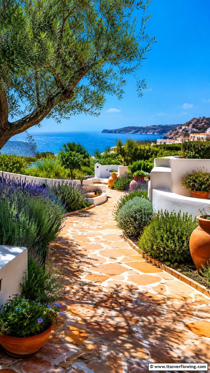 Mediterranean Inspired Flagstone Path - 30 Flagstone Walkway Ideas for Charming Pathways