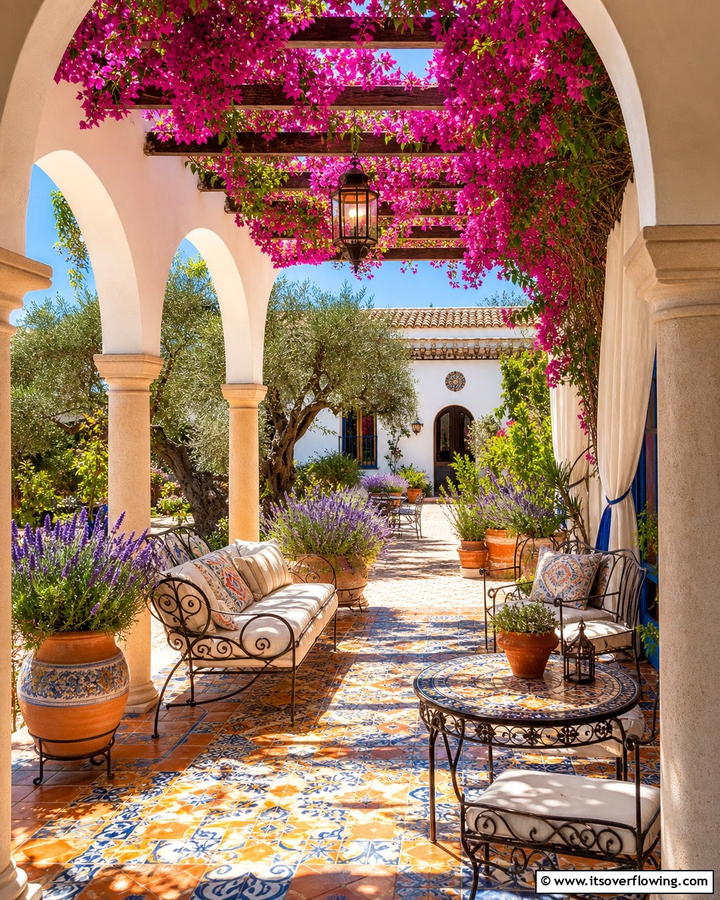 Mediterranean Inspired Oasis - 21 Covered Porch Ideas for Year-Round Outdoor Comfort