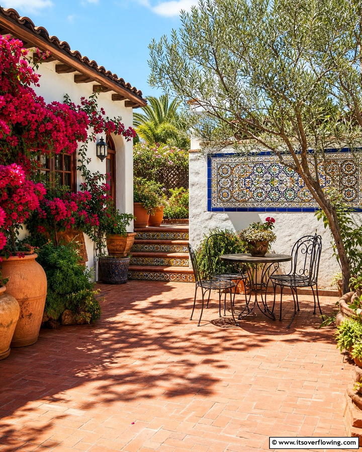 Mediterranean Inspired Red Patio - 20 Red Paver Patio Ideas for Stunning Outdoor Spaces