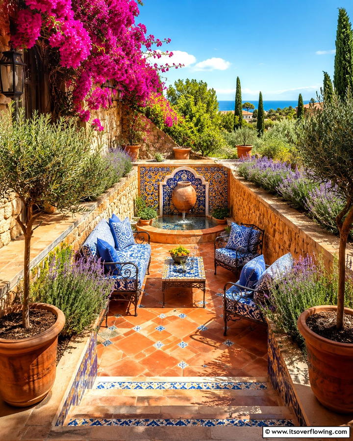 Mediterranean Inspired Retreat - 20 Sunken Patio Ideas for Cozy Outdoor Living
