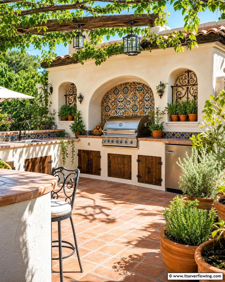 Mediterranean Inspired Stucco Design - 20 Stucco Outdoor Kitchen Ideas for Stylish Cooking