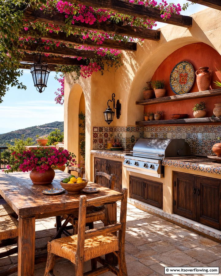 Mediterranean Inspired Stucco Kitchen - 20 Stucco Outdoor Kitchen Ideas for Stylish Cooking