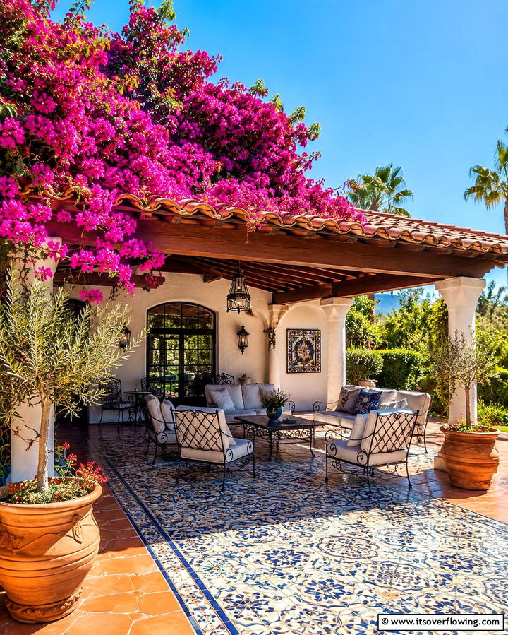 Mediterranean Inspired Tiled Roof - 25 Attached Covered Patio Ideas for Year-Round Use