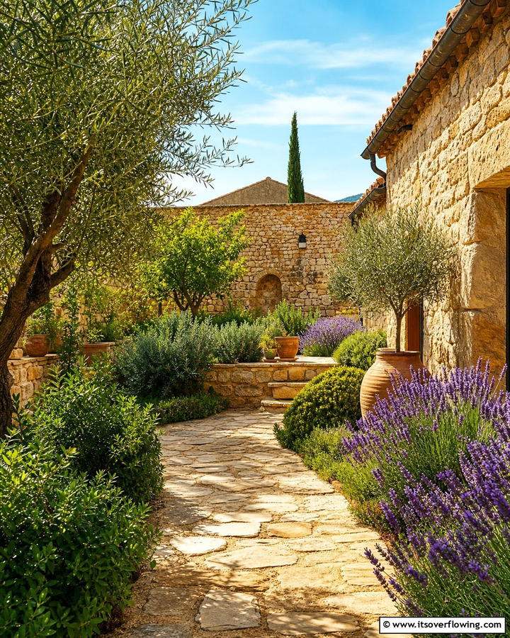 Mediterranean Stone Haven - 21 Rock Garden Designs for Low-Maintenance Landscape Beauty