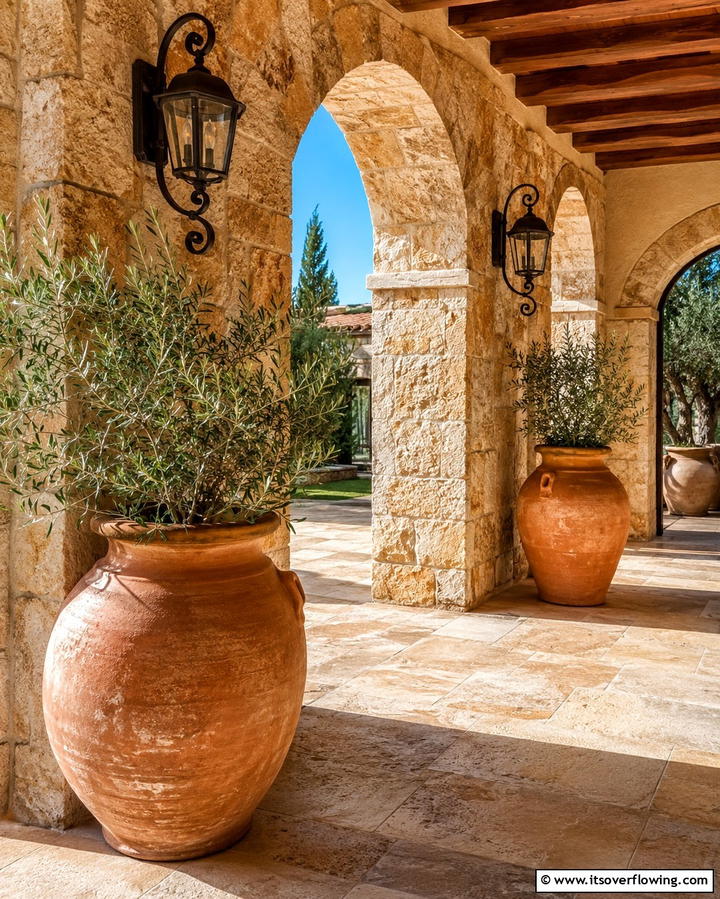 Mediterranean Stone Porch - 25 Stone Porch Ideas to Enhance Your Home’s Curb Appeal