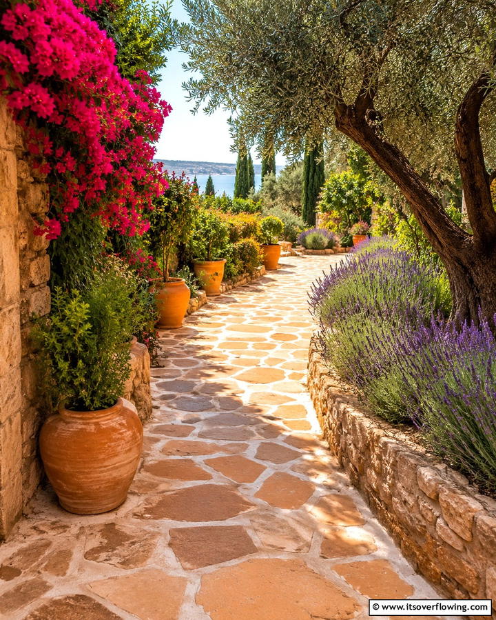 Mediterranean Stone Walk - 30 Rock Walkway Ideas to Elevate Your Garden Design
