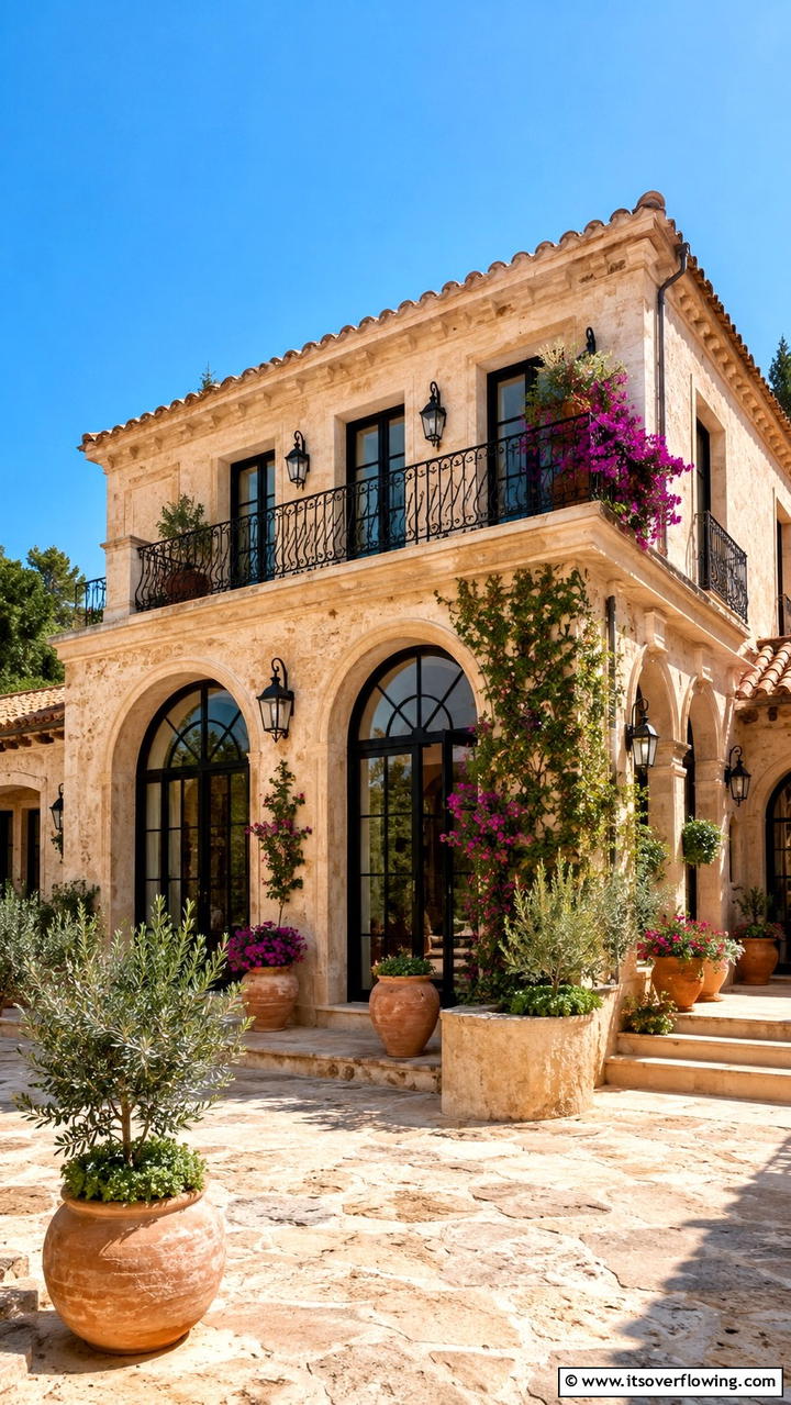 Mediterranean Style Villa with Black Windows - 30 Modern House Designs With Black Windows Inspiration