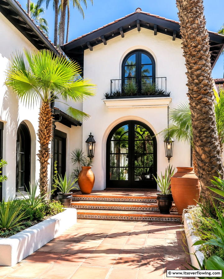 Mediterranean Style with Terracotta Accents - 30 Black Roof Exterior Home Design Ideas for Bold Contrast