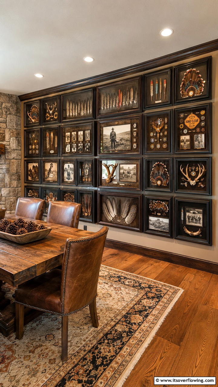 Memorabilia Shadow Boxes - 30 Hunting Trophy Room Ideas for Rustic Decor
