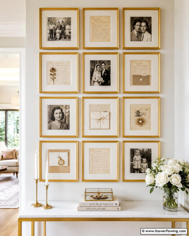 Memory Gallery Wall - 30 50th Wedding Anniversary Ideas for Golden Love