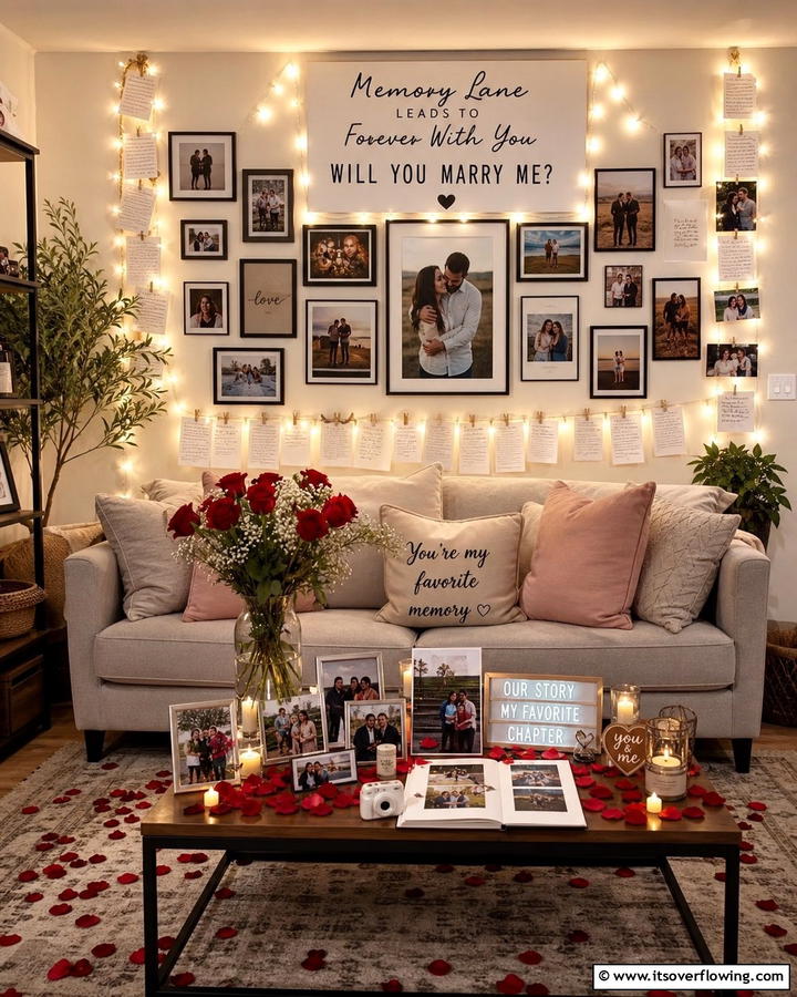 Memory Lane Living Room Proposal - 21 Romantic Wedding Proposal Ideas to Say ‘Will You Marry Me-’