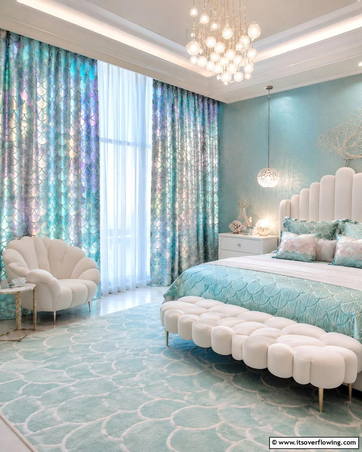 Mermaid Scale Curtains - 20 Underwater Mermaid Bedroom Ideas for Fantasy