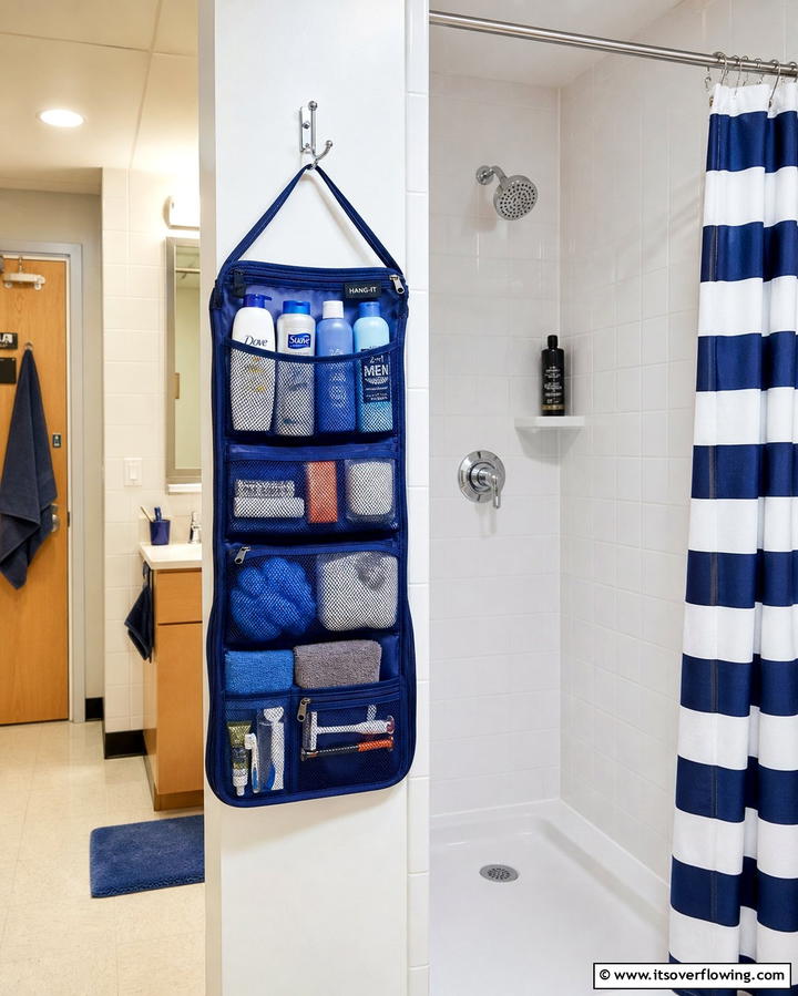 Mesh Shower Bags - 25 Dorm Bathroom Ideas to Maximize Space and Style
