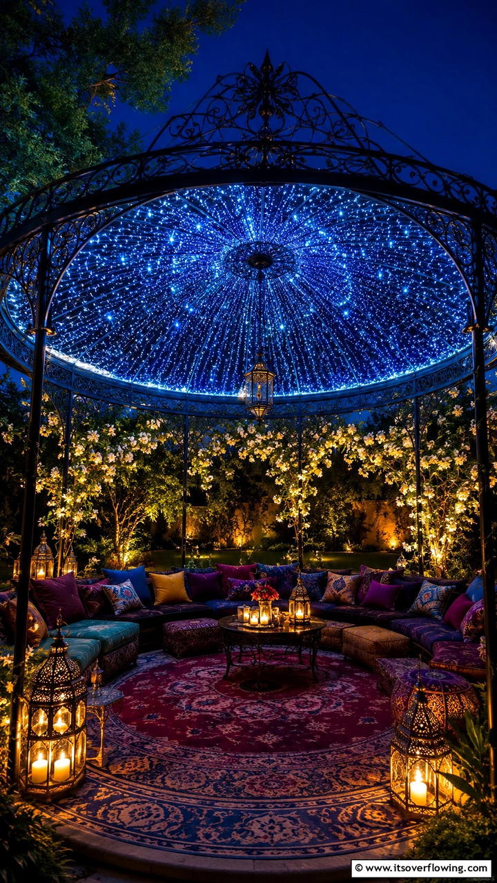 Mesmerizing Fiber Optic Lights - 30 Gazebo Lighting Ideas- Ambient Outdoor Illumination