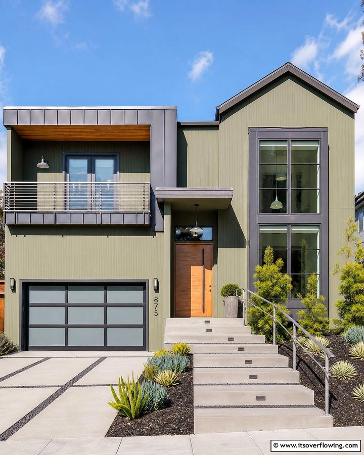 Metal Accents in Sage Green - 21 Sage Green Exterior Home Designs for Curb Appeal Refresh
