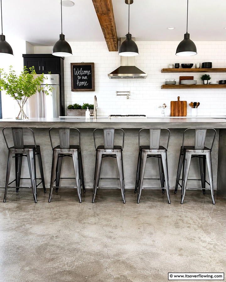 Metal Bar Stools for Functional Seating - 25 Industrial Kitchen Ideas for a Modern Look
